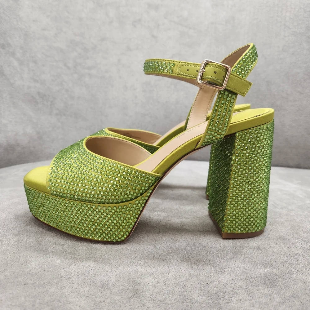 ANTONIO MELANI Lime Green Crystal Platform Sandals